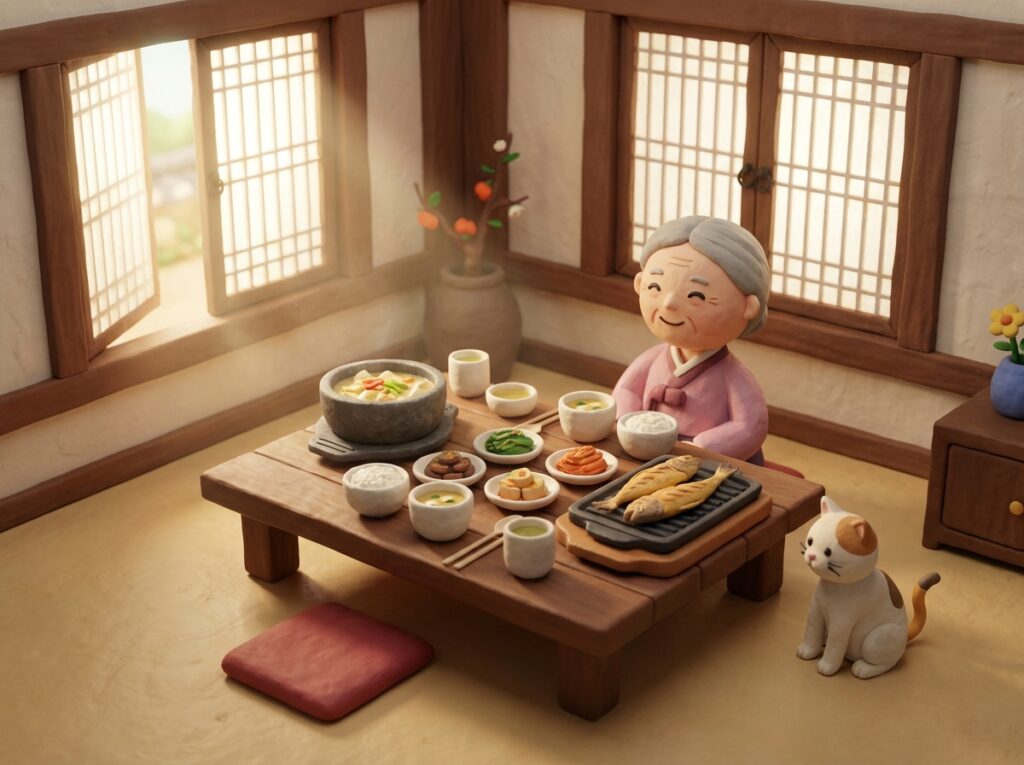 [황태국과 황태구이가 정갈하게 차려진 식탁 이미지]