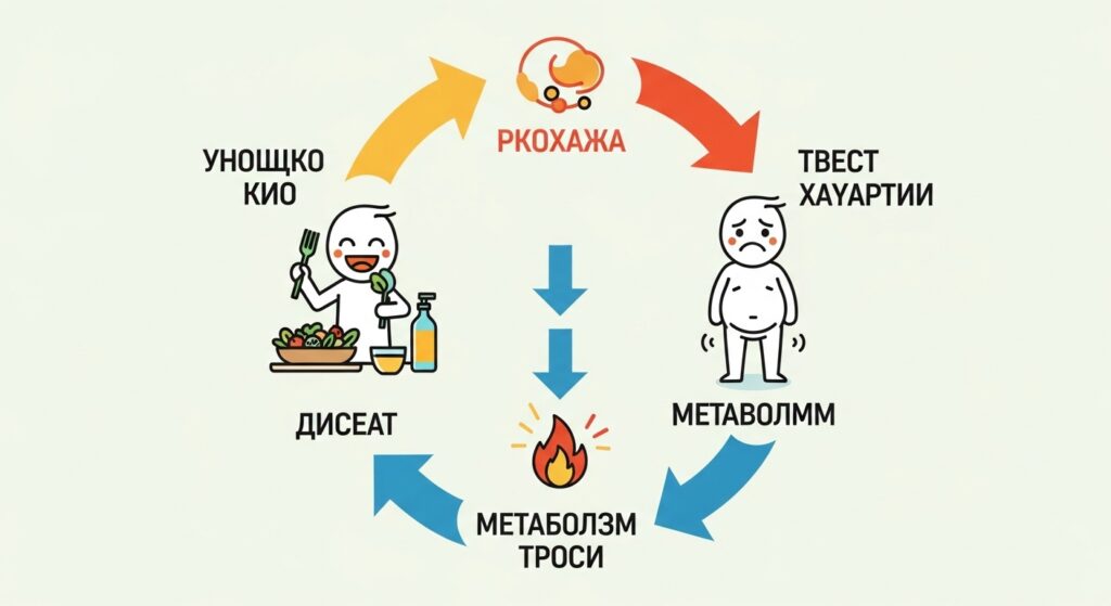 요요 현상의 악순환 고리를 설명하는 인포그래픽 이미지